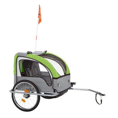 Fischer 86388 Children's Bicycle Trailer with Suspension TV/GS Tested Green/Charcoal