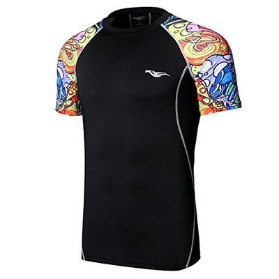 Man Fitness Gym Tights Short T-shirt Quick Dry Compression Tee Short Sleeves For Outdoor Cycling Riding Racing Or Indoor Gym