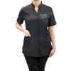 CHARLENE Anna Jacket Short-Sleeve Salon Uniform (DS Logo) | Hair Stylist Nylon | Water-Repellant | Machine Wash | Snap Closure (S, BLACK) view 1