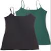 Active Basic Women's Long Cami w/Built in Bra Adjustable Strap - 2 Pack - Black, Green, Small view 1