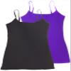 2 Pack Active Basic Women's Long Cami w/ Built in Bra Adjustable Strap,Black/Purple M view 1