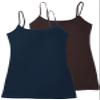 Active Basic Women's Long Cami w/Built in Bra Adjustable Strap - 2 Pack - Navy, Brown, Small view 1