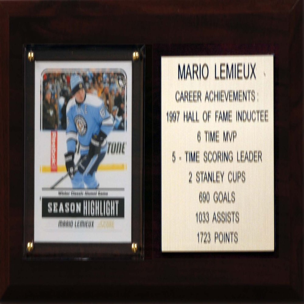 C&I Collectables NHL Pittsburgh Penguins Mario Lemieux Career Stat Plaque, 6" x 8", Brown