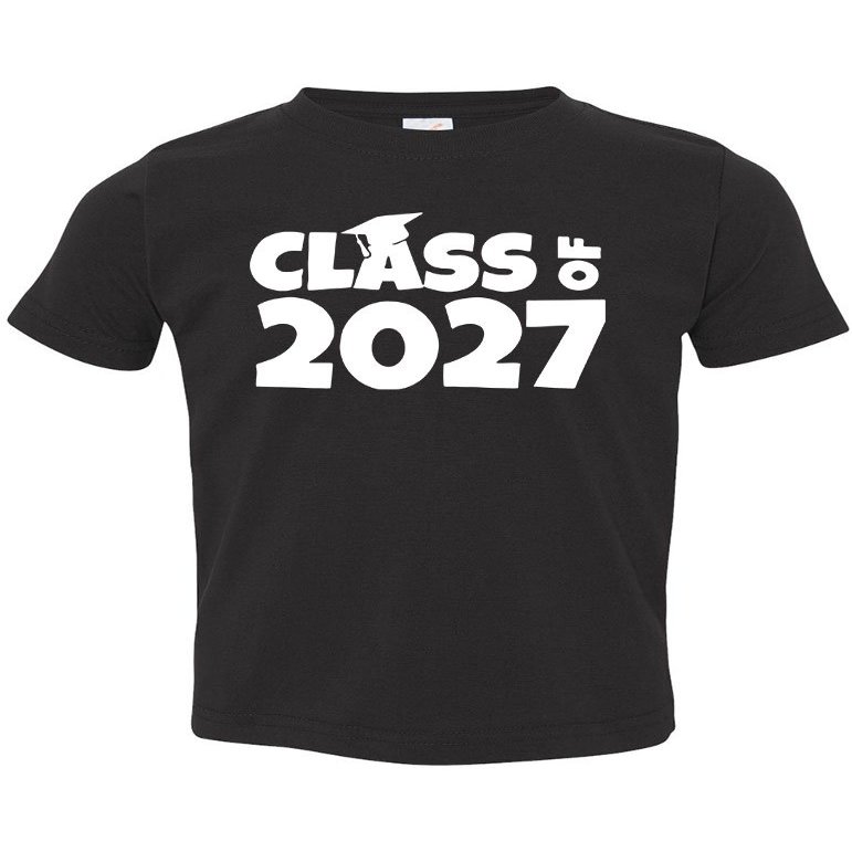 ALLNTRENDS Toddler T Shirt Class of 2027 Kids Funny T Shirt (5/6, Black)