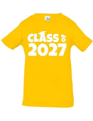 ALLNTRENDS Infant T Shirt Class of 2027 Baby Funny T Shirt (24M, Yellow)