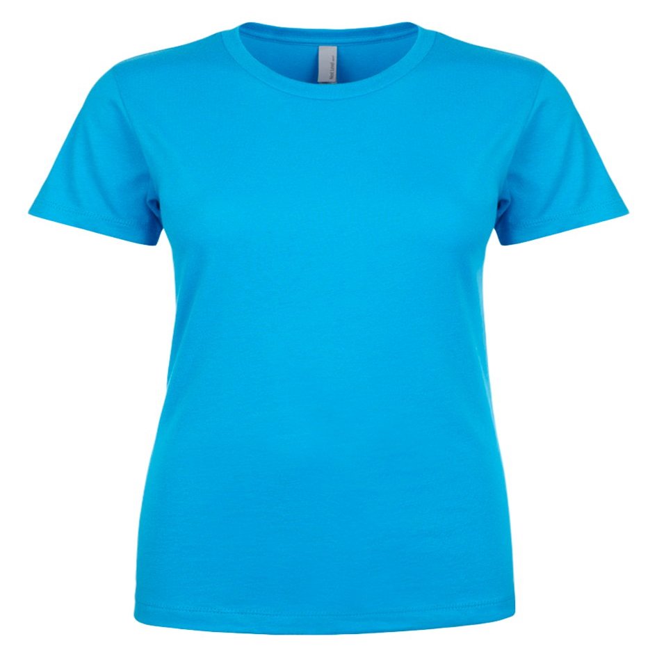 Next Level Women's 1X1 Rib Collar Jersey T-Shirt, Turquoise, X-Large