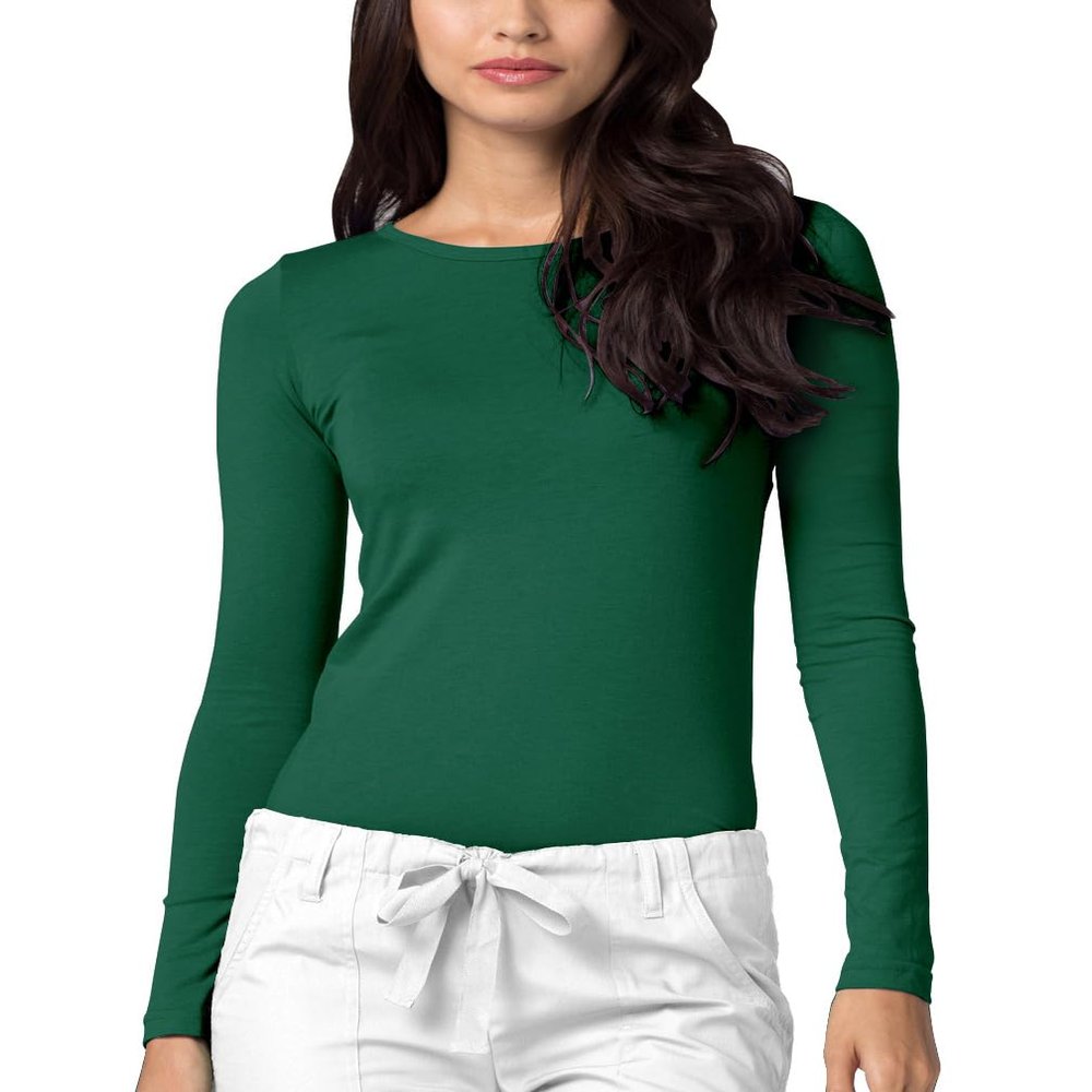Adar Underscrubs for Women - Long Sleeve Underscrub Comfort Tee - 2900 - Hunter Green - 2X