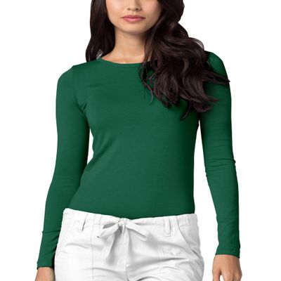 Adar Underscrubs for Women - Long Sleeve Underscrub Comfort Tee - 2900 - Hunter Green - S
