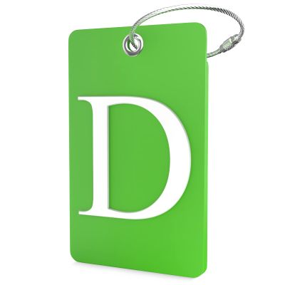 Luggage Tag Initial  Fully Bendable Tag w/Stainless Steel Loop (Letter D)