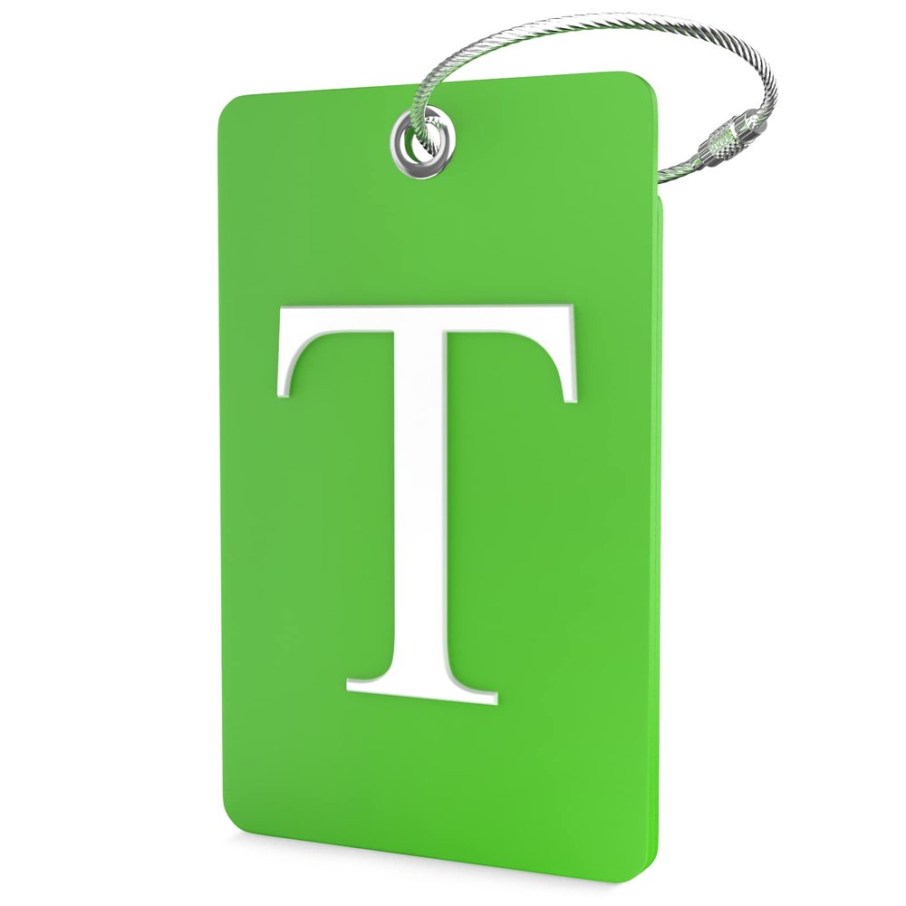 Shacke Luggage Tag Initial  Fully Bendable Tag w/Stainless Steel Loop (Letter T)