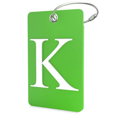 Luggage Tag Initial  Fully Bendable Tag w/Stainless Steel Loop (Letter K)