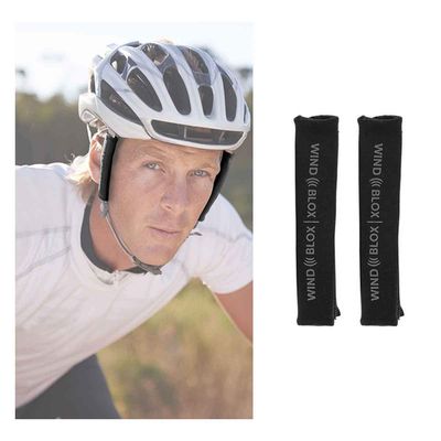 Wind-Blox Pro Noise Block Helmet Attachment, Noise Reduction Accessory, Wind Blocker Biking and Cycling Gear, Helmet Add-On with Adjustable Straps, Black