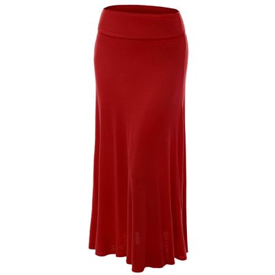 WB670 Womens Fold-Over Maxi Skirt S Red