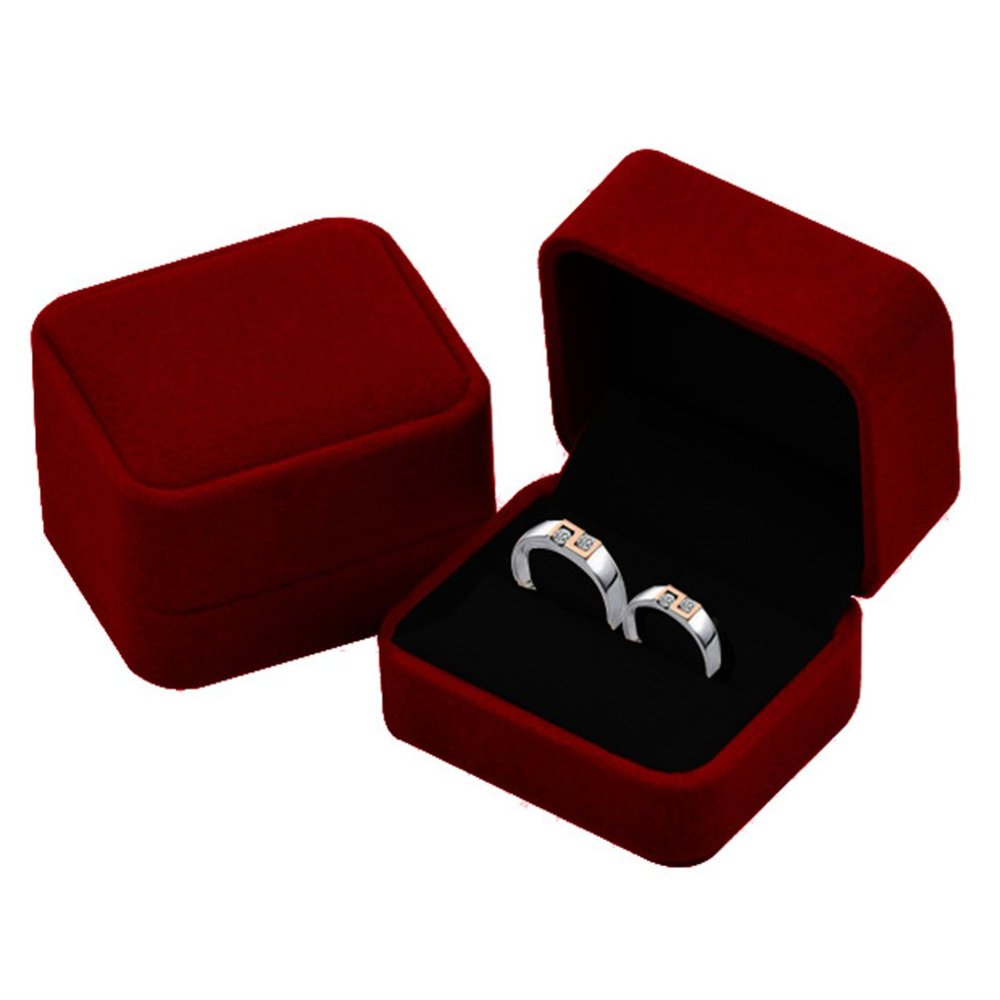 KINGWEDDING Flocked Earring Gift Boxes Jewelry Box,Rings Boxes (Red)