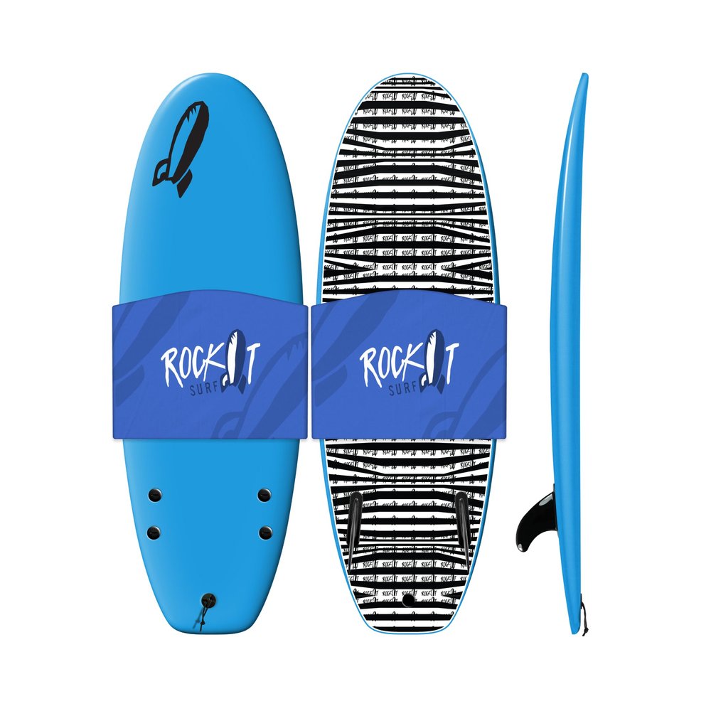 Rock-It 4'10" CHUB Soft Top Surfboard, Kids Surfboard, Mini Surfboard, Innovative Design Easy to Paddle and Maneuverable Small Surfboard and Beginner Surfboard (Blue)