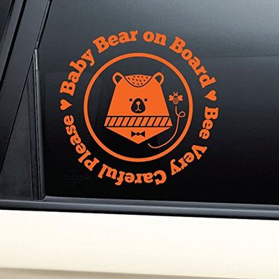 Nashville Decals Baby Bear On Board Boy Vinyl Decal Laptop Car Truck Bumper Window Sticker - Orange