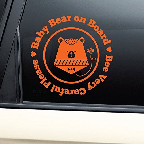 Nashville Decals Baby Bear On Board Boy Vinyl Decal Laptop Car Truck Bumper Window Sticker - Orange