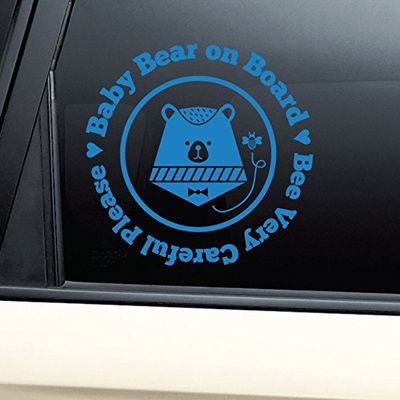 Nashville Decals Baby Bear On Board Boy Vinyl Decal Laptop Car Truck Bumper Window Sticker - Blue