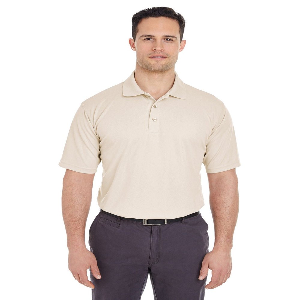 UltraClub Men's Cool & Dry Mesh Piqu Polo M STONE