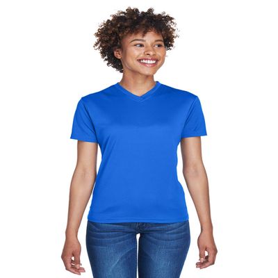 UltraClub Ladies' Cool & Dry Sport V-Neck T-Shirt S ROYAL