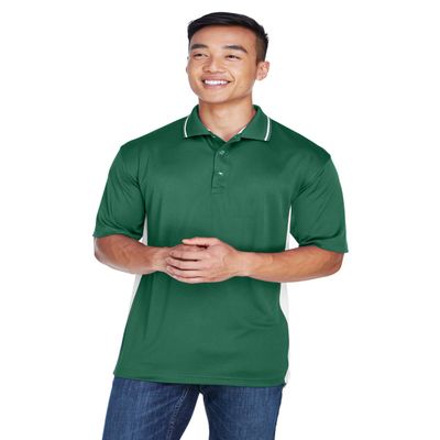 UltraClub Men's Cool & Dry Sport Two-Tone Polo L FOREST GRN/ WHT
