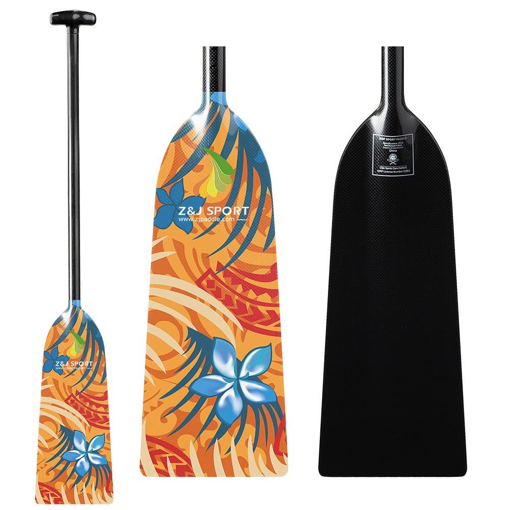 Z&J SPORT Dragon Boat Paddle Full Carbon Fiber with T Handle, IDBF Approved Paddle with Graphics for Dragon Boat(YW364,44")