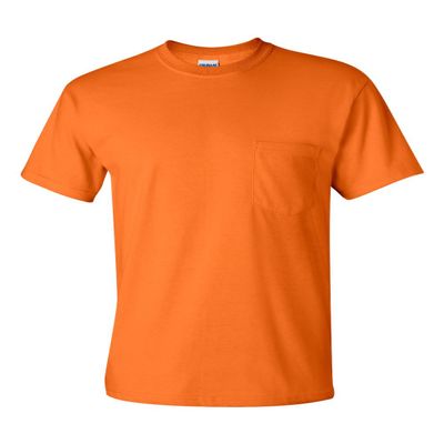 Cotton 6 oz. Pocket T-Shirt (G230) Safety Orange, M (Pack of 12)