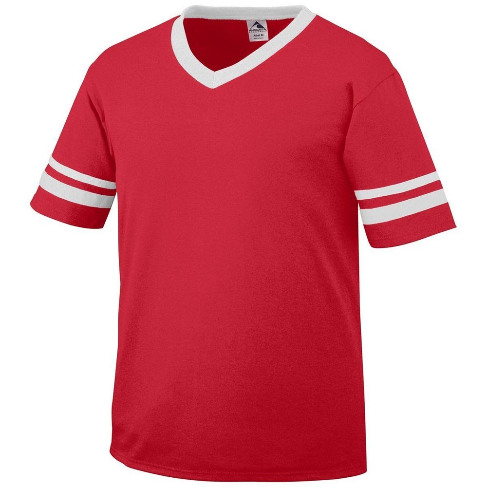 Augusta Youth Striped Sleeve Jersey, Red/White, Large