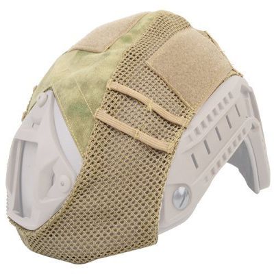 DLP Tactical Helmet Cover  Fits MICH ACH OPS-Core Fast & Similar Helmets  Ripstop Nylon with Hook and Loop Panels for Patches Chemlights Strobes NVG & ARC Rail Compatible (A-TACS FG)