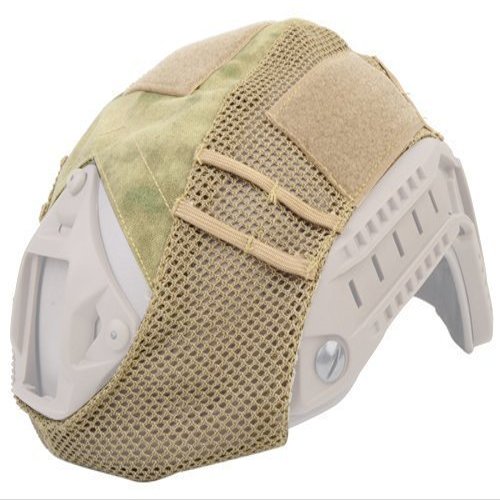 DLP Tactical Helmet Cover  Fits MICH ACH OPS-Core Fast & Similar Helmets  Ripstop Nylon with Hook and Loop Panels for Patches Chemlights Strobes NVG & ARC Rail Compatible (A-TACS FG)