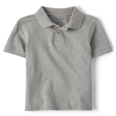 The Children's Place Boys Short Sleeve Pique Polo,Smoke Single,XS (4)