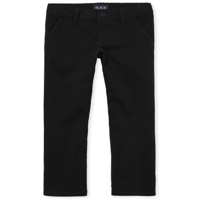 The Children's Place girls Bootcut Chino School Uniform Pants, Black Single, 10 US