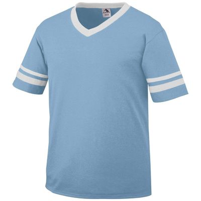 Augusta Adult Striped Sleeve Jersey, Light Blue/White, Large
