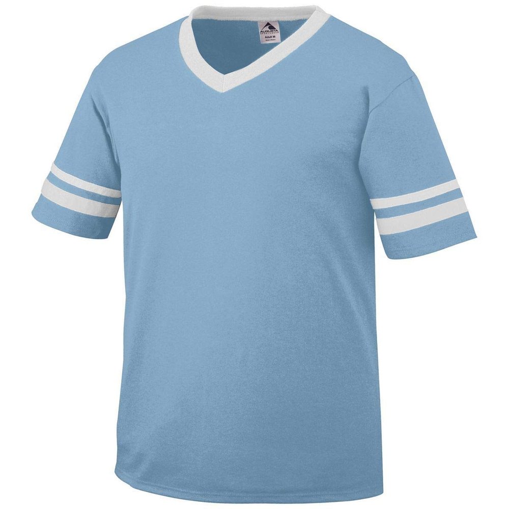 Augusta Adult Striped Sleeve Jersey, Light Blue/White, Large