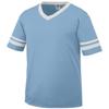 Augusta Adult Striped Sleeve Jersey, Light Blue/White, Large view 1