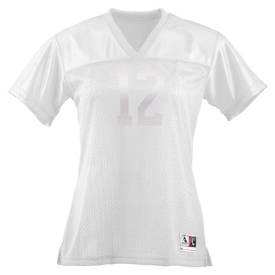 Augusta Ladies Junior Fit Replica Football Jersey, White, X-Large