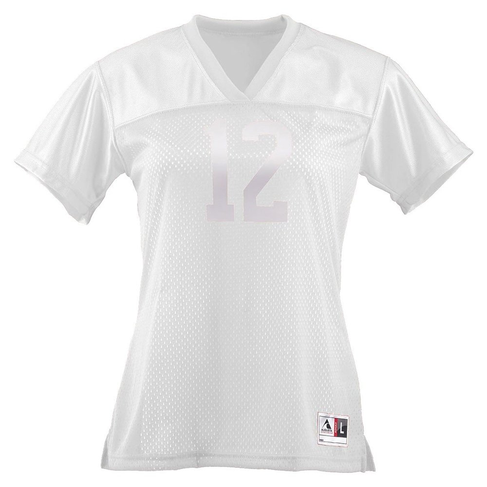 Augusta Ladies Junior Fit Replica Football Jersey, White, X-Large