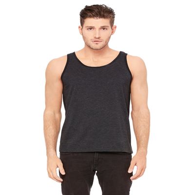 Bella+Canvas Men's Blend Comfort Jersey Tank Top, Char-Blk Tri/Solid Blk Tri, X-Small