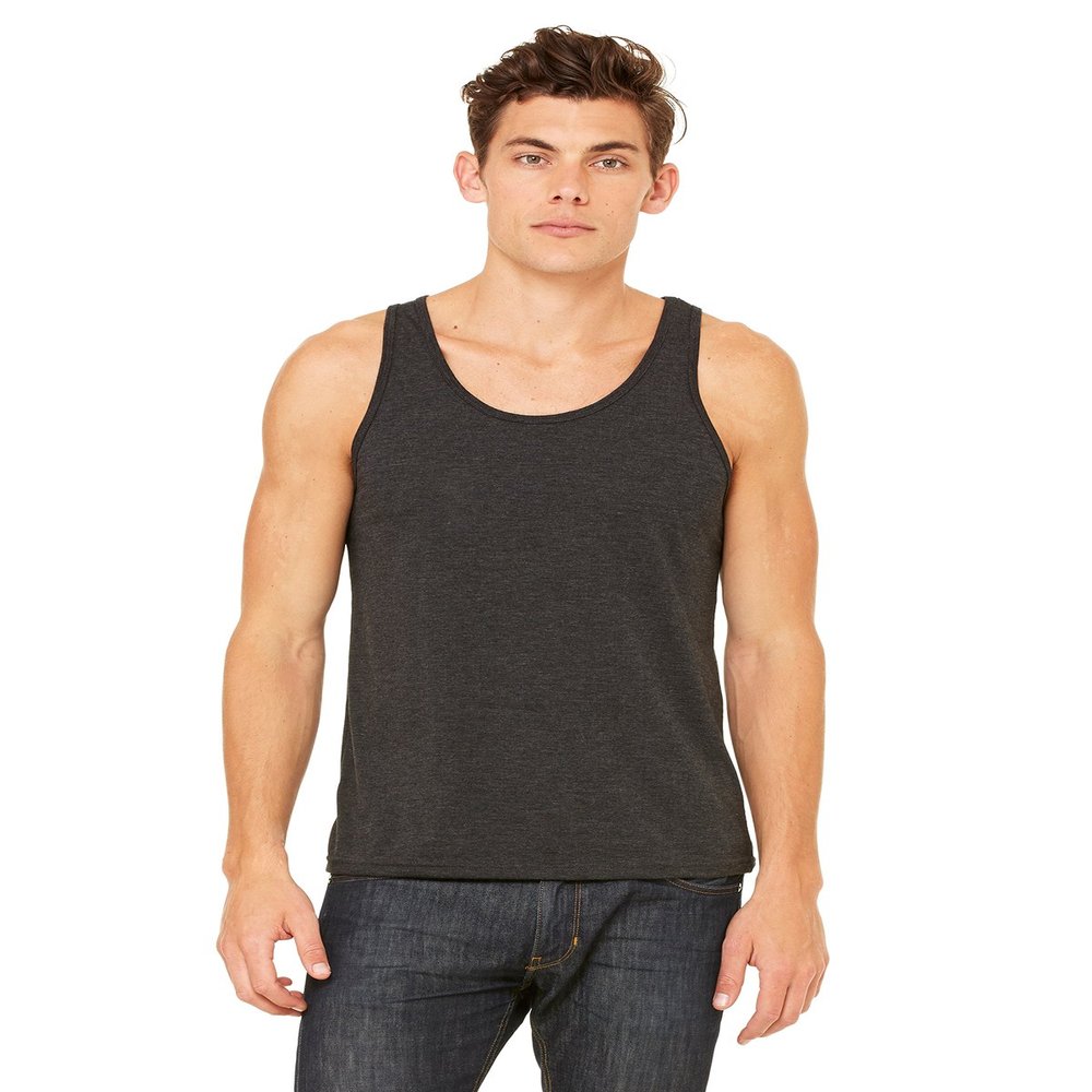 Bella Canvas Men's Blend Comfort Jersey Tank Top, Charcoal-Black Triblend, X-Large