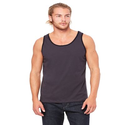 Bella+Canvas Men's Blend Comfort Jersey Tank Top, Dark Grey/Black, Small