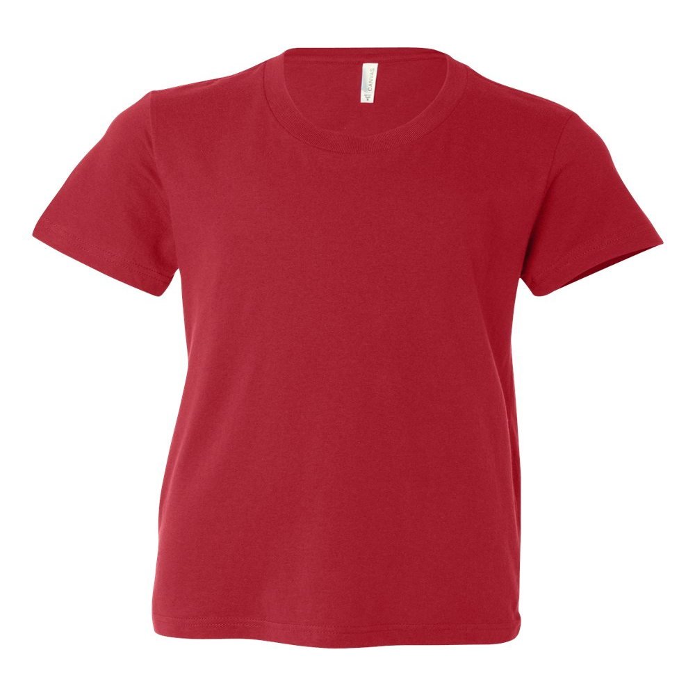 Bella Canvas Big Girl's Side Seamed Crewneck T-Shirt, Red, Large