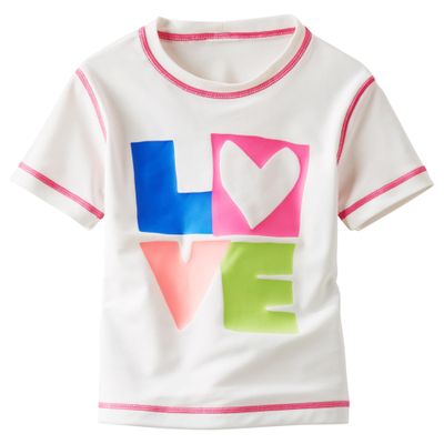 OshKosh Girls Love S/S Rash Guard Top, 6m White