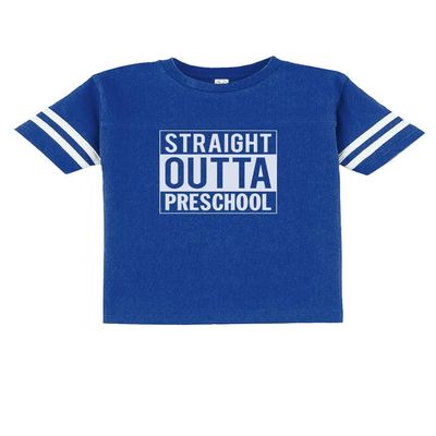 Tstars Straight Outta Preschool Graduation Funny Gift Toddler Jersey T-Shirt 4T Blue