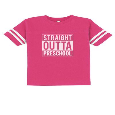 Tstars Straight Outta Preschool Graduation Funny Gift Toddler Jersey T-Shirt 3T Wow Pink