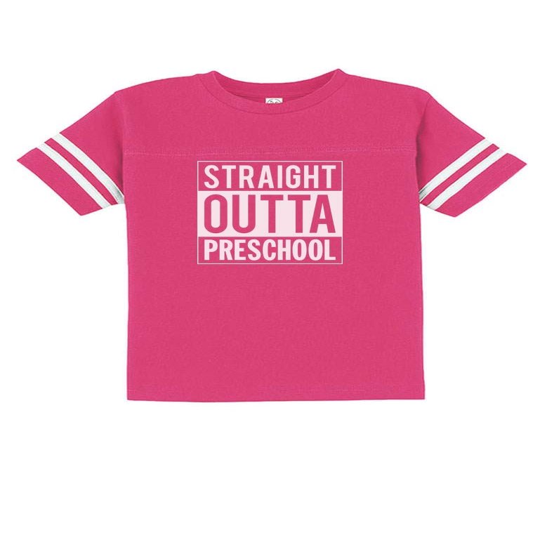 Tstars Straight Outta Preschool Graduation Funny Gift Toddler Jersey T-Shirt 3T Wow Pink