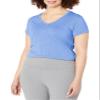 Hanes womens Sport Heathered Performance V-neck Tee Shirt, Awesome Blue Heather, Large US view 1