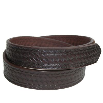Boston Leather Men's Big & Tall Basketweave Mechanics Hook and Loop Belt, 60, Brown