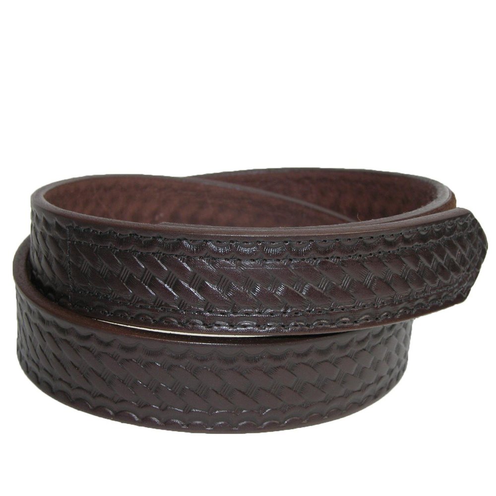 Boston Leather Men's Big & Tall Basketweave Mechanics Hook and Loop Belt, 60, Brown