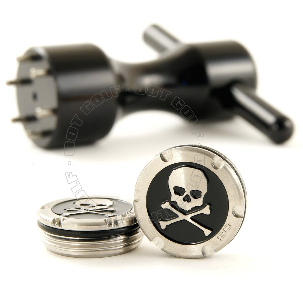 19th Hole Custom Shop 2 of 30g Deluxe Tour Style Weights for Scotty Cameron Putters + Wrench, Skull, Black (Black)