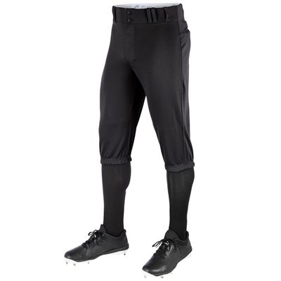 CHAMPRO boys Triple Crown Knicker Style Youth Baseball Pants in Solid Color with Reinforced Sliding Areas, Black, Medium